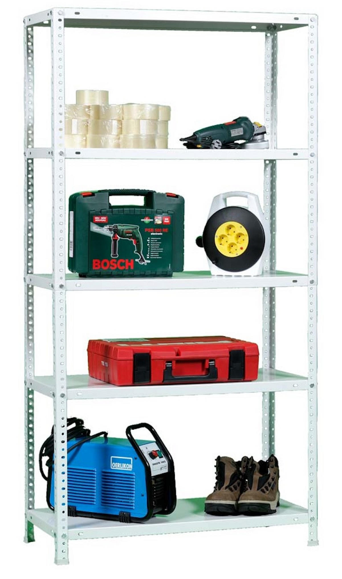 SCHRAUBREGAL PANDA TALL | HxBxT 200x110x40cm | 5 Fachböden | Fachlast 90kg | Weiß - Weiß, Metall (110/200/40cm) - PROREGAL