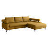 ECKSOFA Rosa, Seite: Rechts 2R-OT - Hellbraun/Schwarz, Holz/Textil (265/184cm) - MIRJAN24