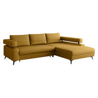 ECKSOFA Rosa, Seite: Rechts 2R-OT - Hellbraun/Schwarz, Holz/Textil (265/184cm) - MIRJAN24