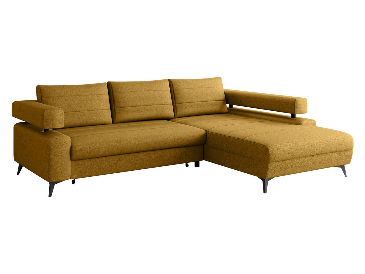 ECKSOFA Rosa, Seite: Rechts 2R-OT - Hellbraun/Schwarz, Holz/Textil (265/184cm) - MIRJAN24