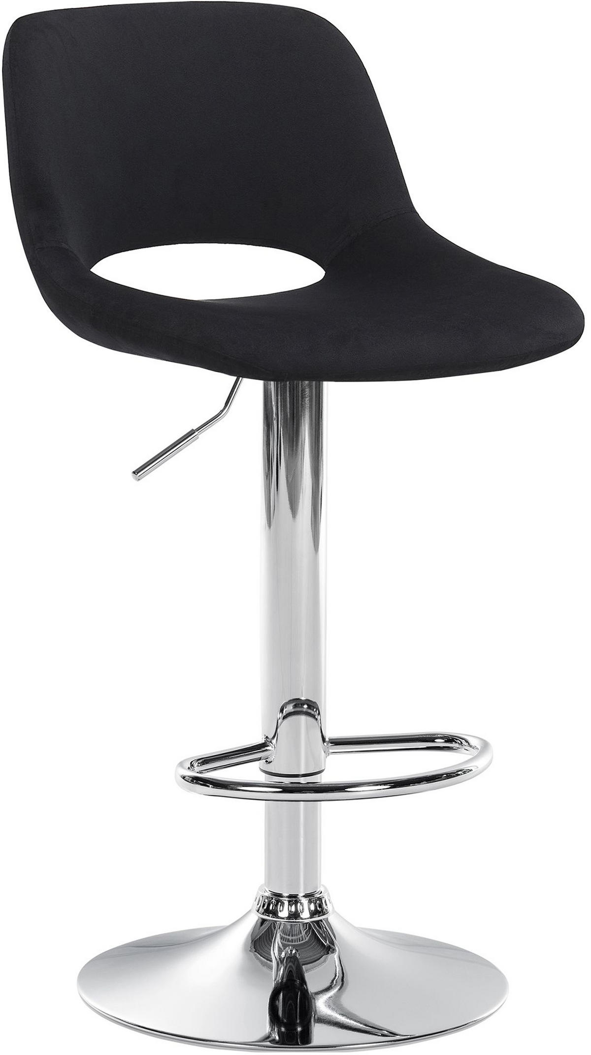 BARHOCKER Campus Samt chrom schwarz - Chromfarben/Schwarz, Textil/Metall (42/107/46cm) - TPFLiving