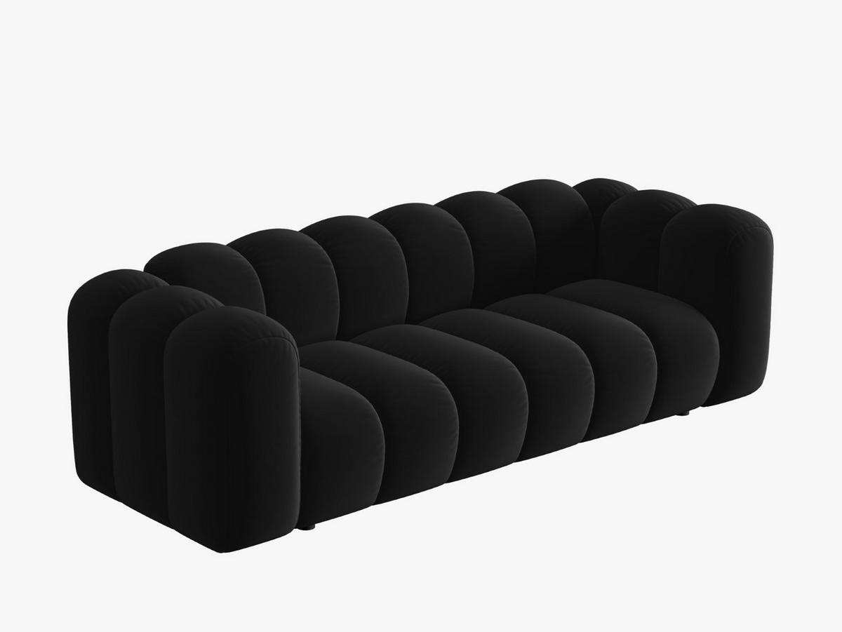 SOFA Lupine aus Samt schwarz 3 Sitzplätze - Schwarz, Textil (95/70/230cm) - Micadoni