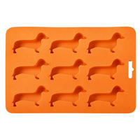 EISWÜRFELFORM Dackel Silikon Orange - Orange, Kunststoff (1/1/1cm)
