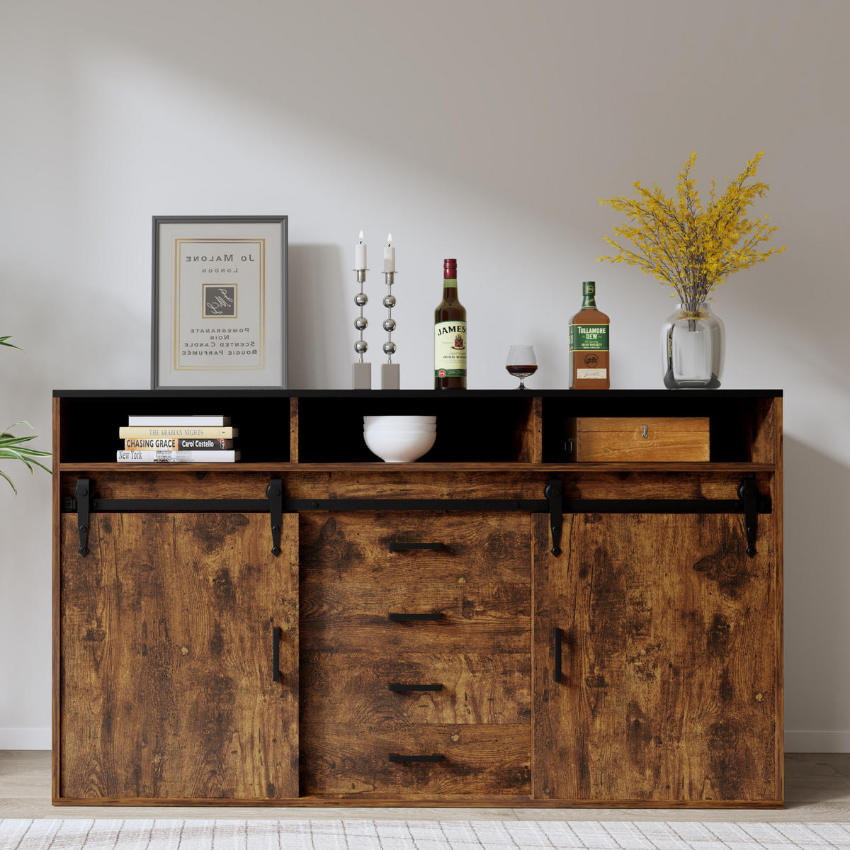 SIDEBOARD in 140/80/40cm - Dunkelbraun, Holzwerkstoff/Metall (40/80/140cm) - HOMAVO