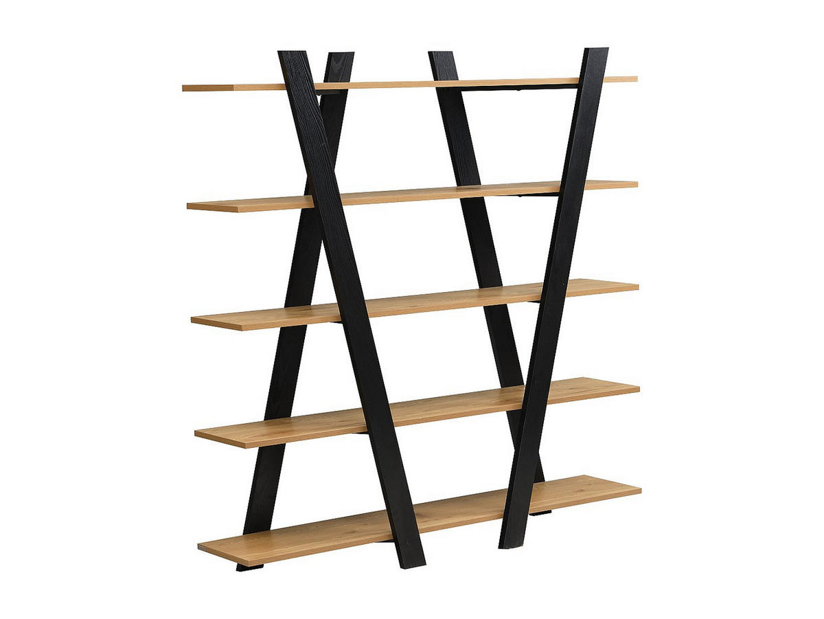 REGAL - 156 cm x 35 cm - holz - schwarz, naturfarben hell Tuzla - Schwarz/Naturfarben, Holz (156/160/35cm) - Vente-Unique