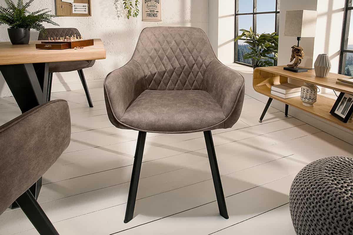 STUHL PALERMO Microfaser Taupe 85 cm - Taupe/Schwarz, Textil/Metall (57/84/46cm) - riess-ambiente