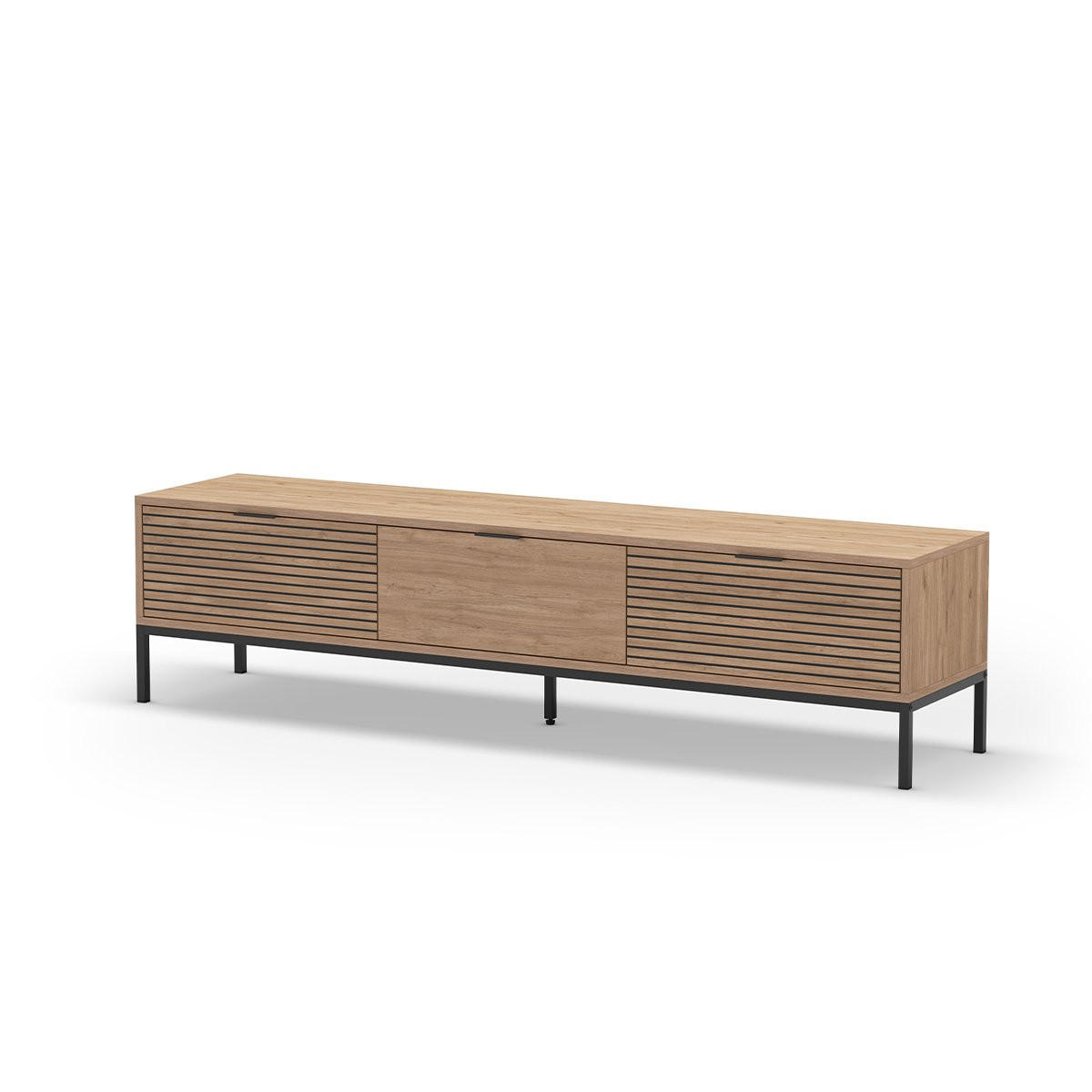 TV-MÖBEL mit 3 Schubladen und Metallfüßen Ariel - L180 cm - Beige, Holzwerkstoff (40/55/180cm) - Calicosy