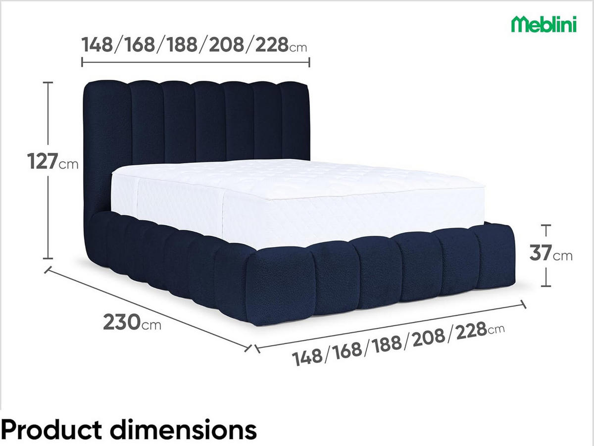 POLSTERBETT Carlos - Dunkelblau, Textil (120/200cm) - Meblini