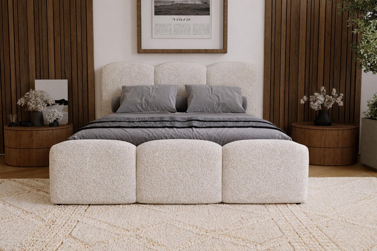 POLSTERBETT mit Bettkasten 180x200 Capri, Boucle, Creme - Creme, Holz/Textil (180/200cm) - Emporius