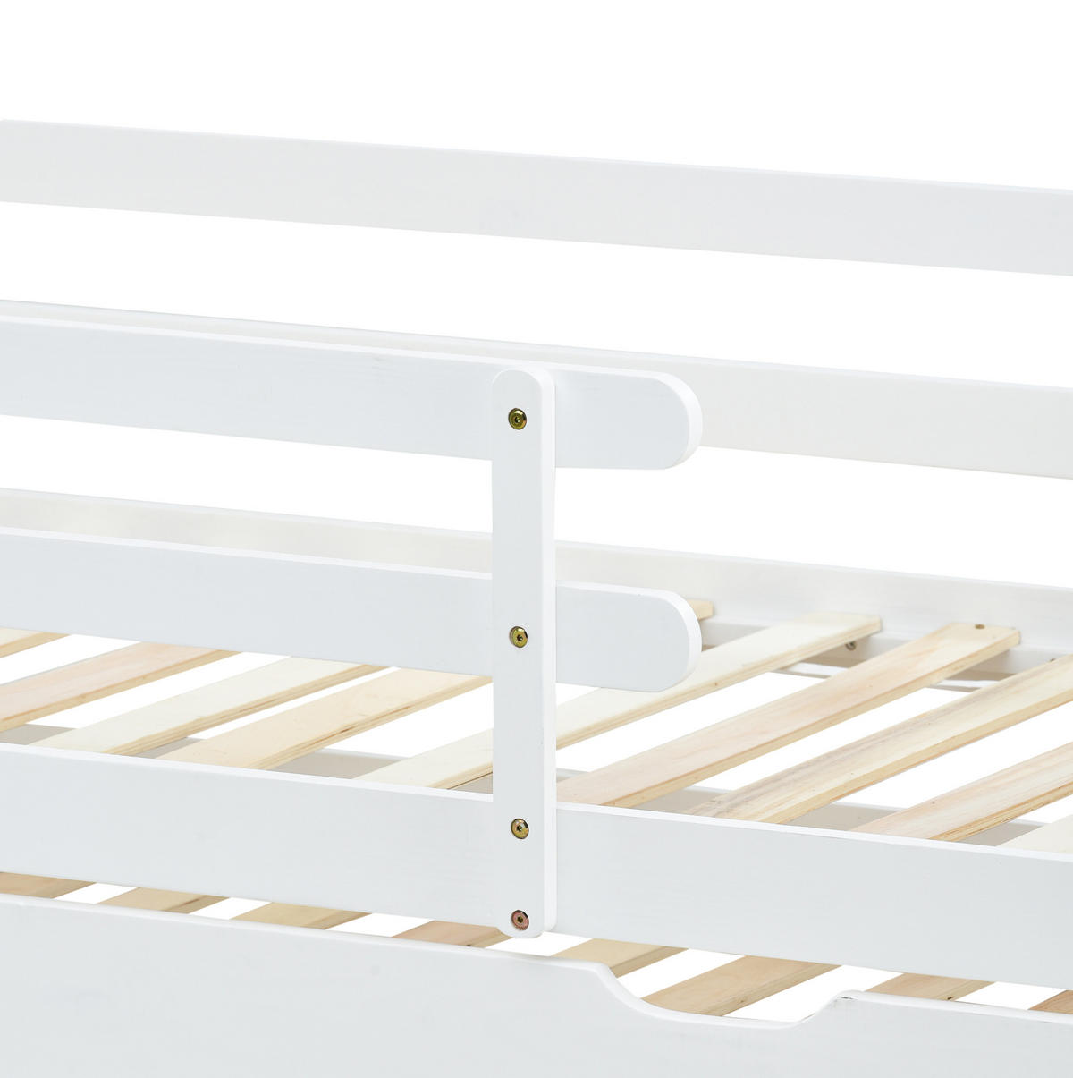 HAUSBETT mit Ausziehbett, Weiß/Natur, 90/200 cm - Weiß, Holz (90/200cm) - MIVRAY