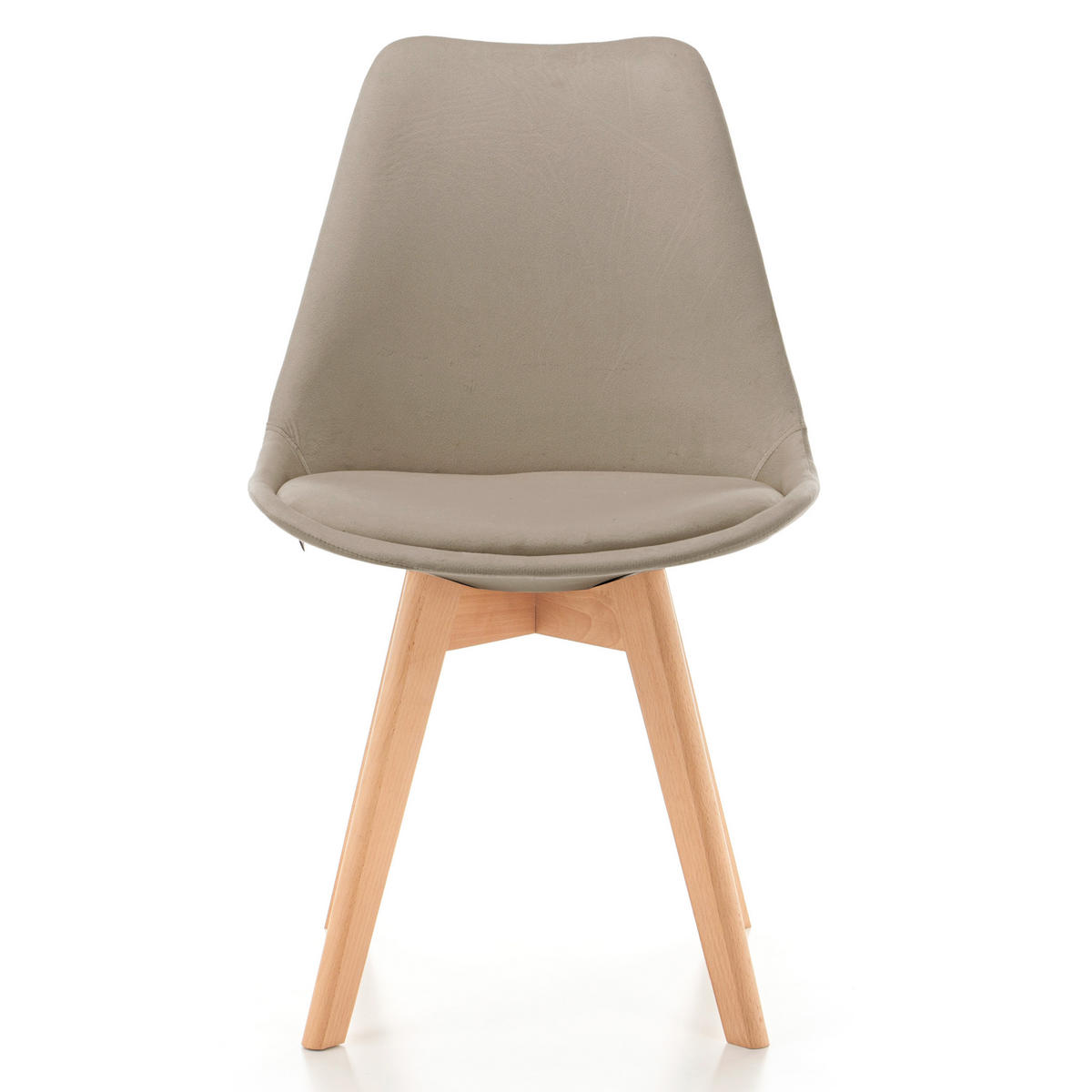 STUHL Dublin modern dunkelbeige, Holzbeinen - Veloursstoff und Polsterschaum - Beige/Braun, Holz/Textil (50/83/54cm) - NEW HOME