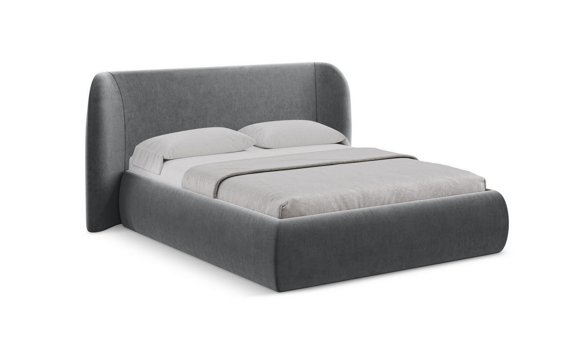 POLSTERBETT mit Bettkasten und Lattenrost 210x215 Grau - Dunkelgrau/Schwarz, Kunststoff/Textil (160/200cm) - Makamii