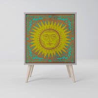 SIDEBOARD SUNSHINE EULOGY, Grau, 57,5x42x77,5 cm, Schräge Buchenholzfüße - Buchefarben/Multicolor, Holzwerkstoff/Buchenholz (57.5/77.5/42cm) - SpaceRebels