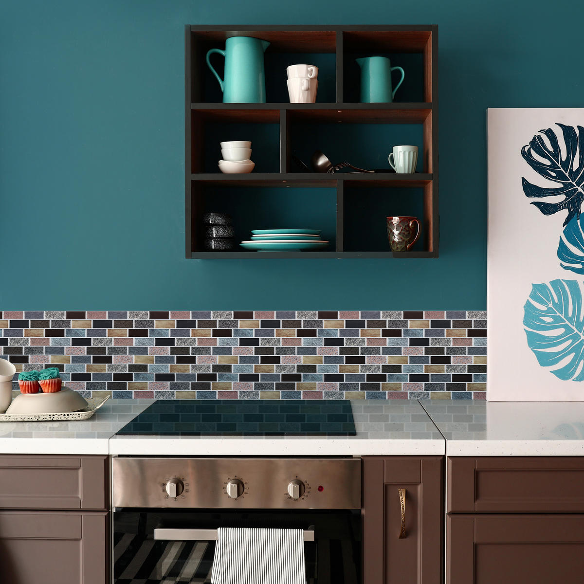 10xFLIESENAUFKLEBER - Multicolor, Papier/Kunststoff (31/31/0.1cm) - Relaxdays