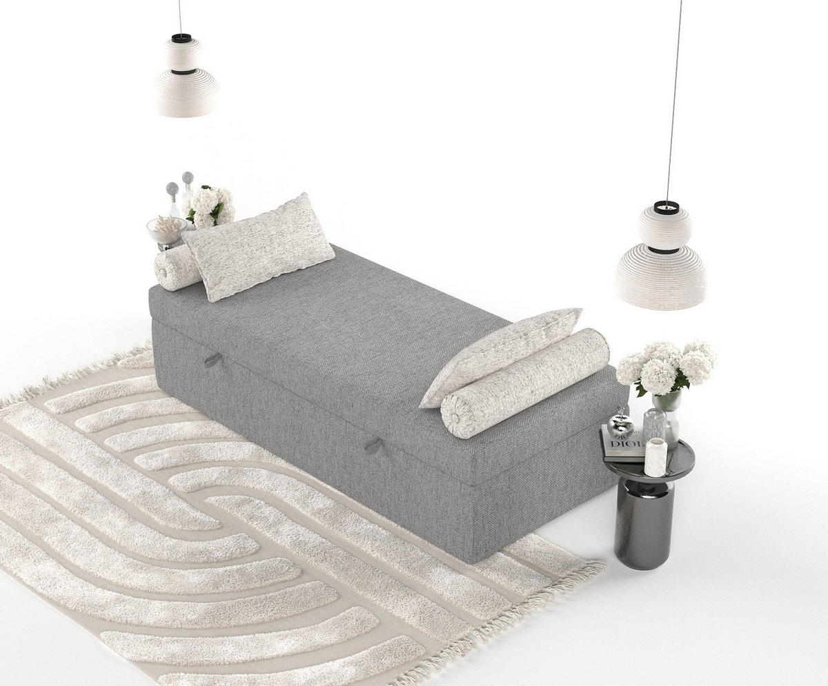 BOXBETT Lennon Grau 80/200 cm im Webstoff - Schwarz/Grau, Holz/Holzwerkstoff (80/200cm) - Maison de Reve