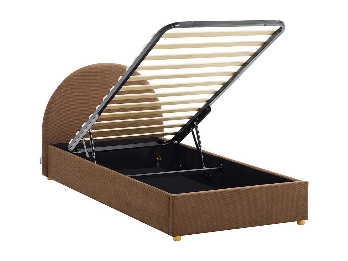 BETT mit Bettkasten - 1 Person - samt - braun Lirimo - Braun, Textil (90/190cm) - Vente-Unique