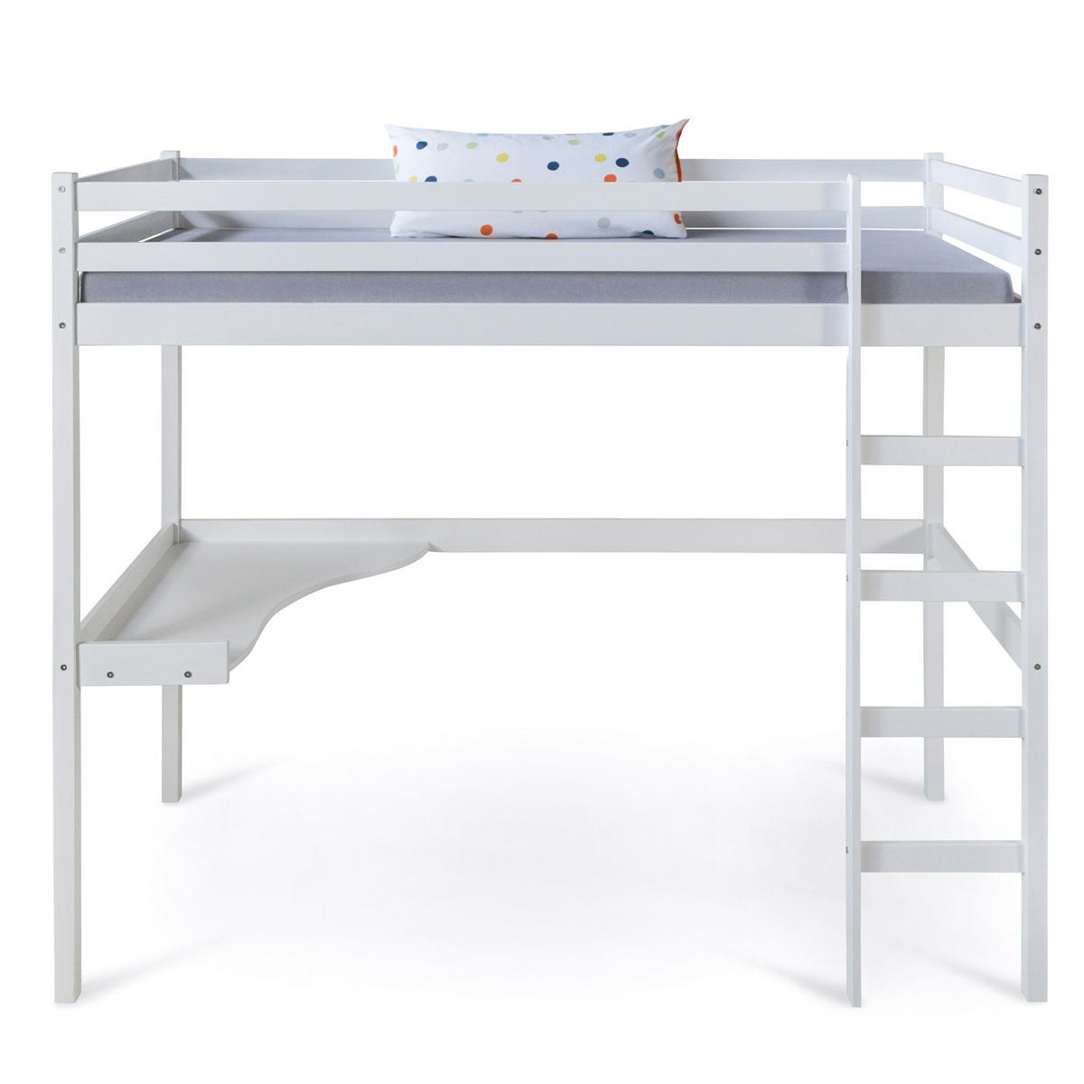 HOCHBETT 90/200 cm mit Schreibtisch - Weiß, Holz (90/200cm) - Homestyle4u