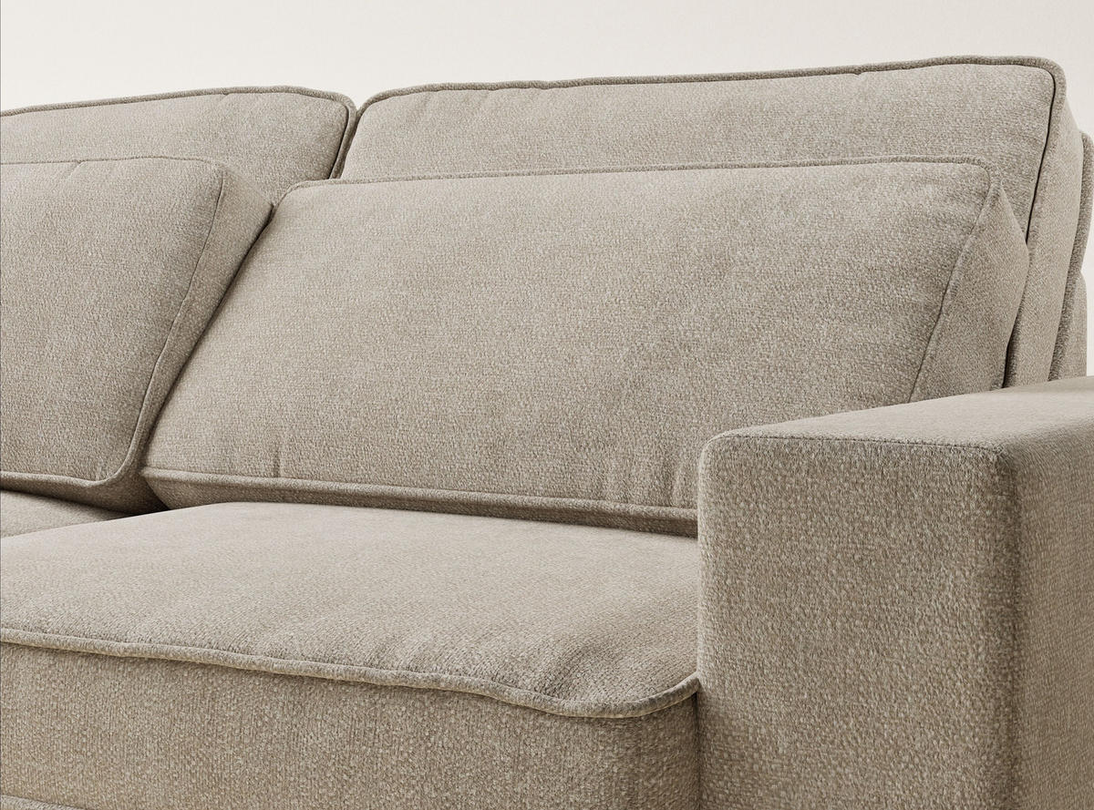 ECKSOFA Kirou Beige Chenille-Stoff - Links Seite - Beige/Schwarz, Holz/Holzwerkstoff (225/311cm) - Maison de Reve