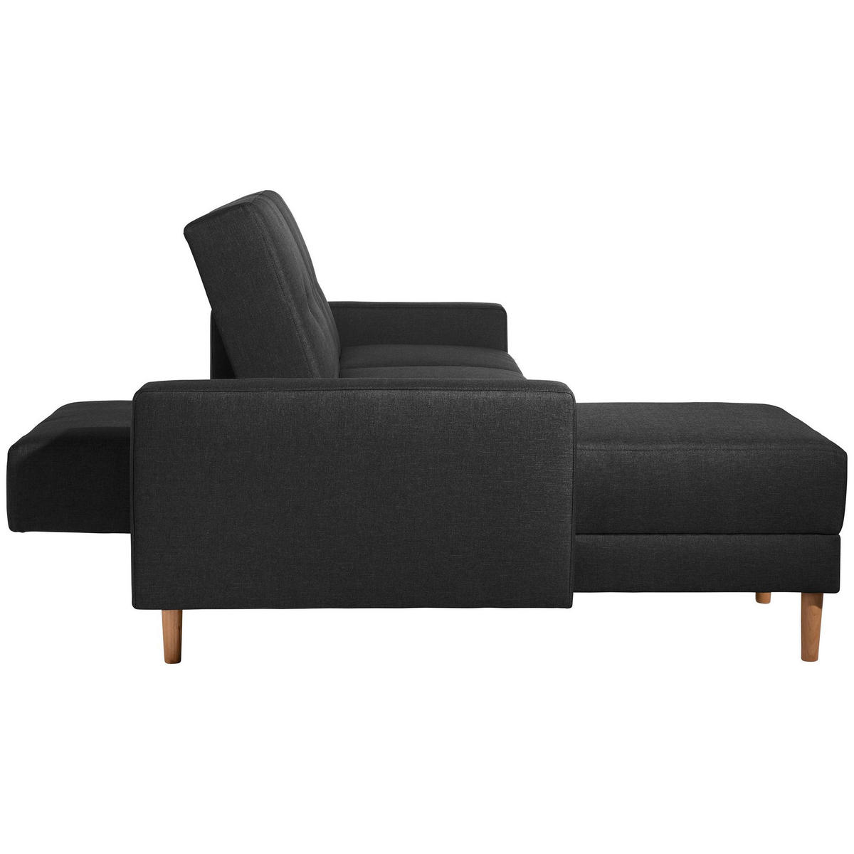 FUNKTIONSSOFA mit Hocker Kattie Flachgewebe schwarz - Schwarz, Kunststoff (144/230cm) - 58aufmkessel