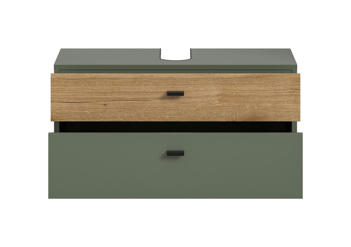 WASCHBECKENUNTERSCHRANK AQUA (B/H/T: ca. 75/35/35 cm) in Sage Green/Sage Green - Grün, Holzwerkstoff (75/35/35cm)