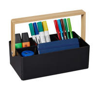 ORGANIZER - Schwarz, Holz/Kunststoff (16/26/8.5cm) - Relaxdays