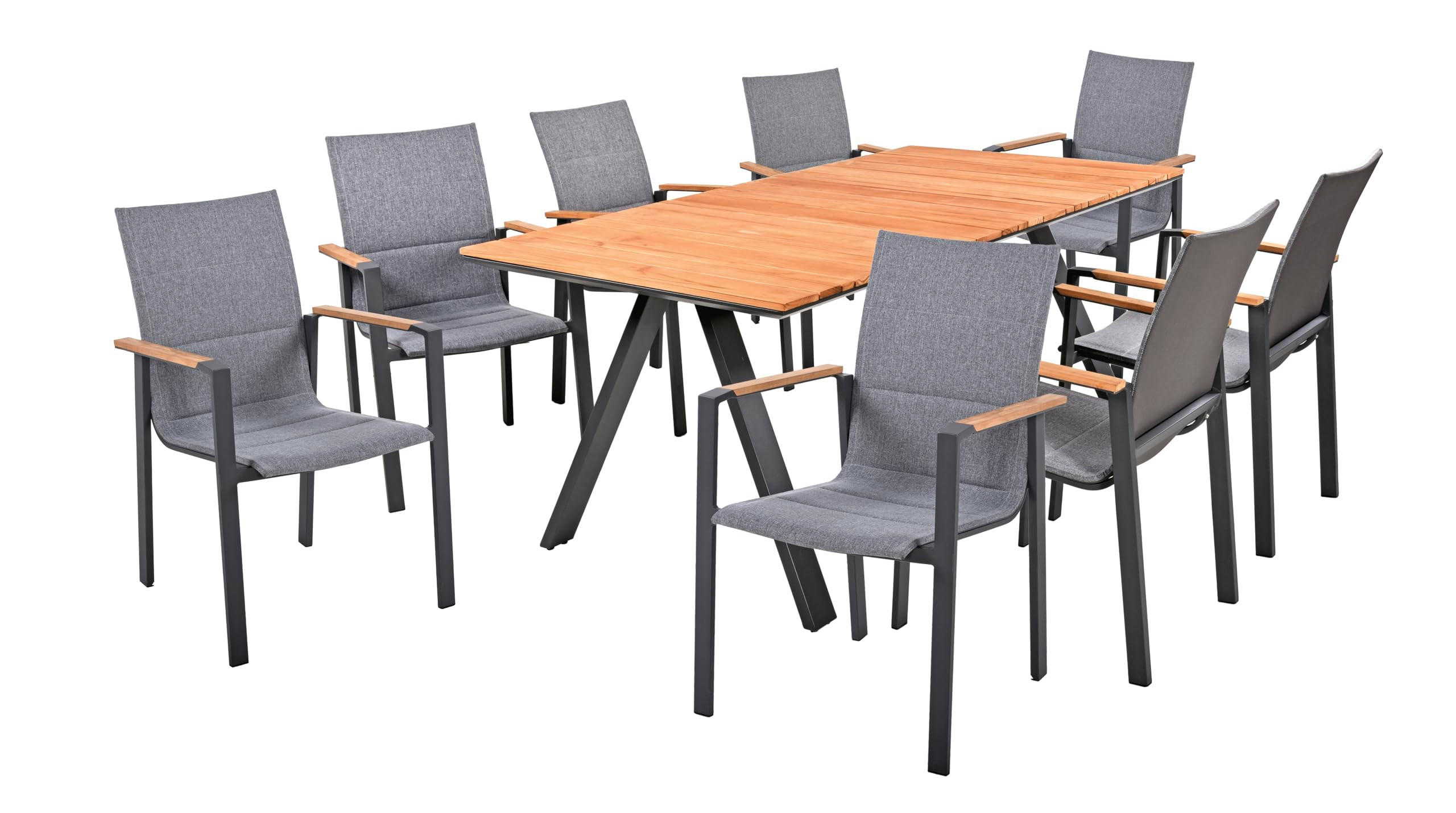 GARTEN-SITZGRUPPE Faye 9-teilig Gartenmöbel-Set - Dunkelgrau, Holz - DELUKE