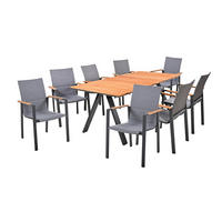 GARTEN-SITZGRUPPE Faye 9-teilig Gartenmöbel-Set - Dunkelgrau, Holz - DELUKE