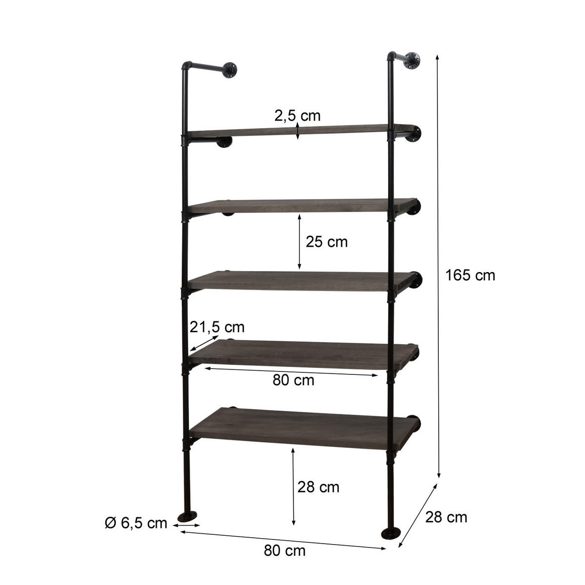 STANDREGAL Grau - Grau, Holz (80/165/28cm) - MCW
