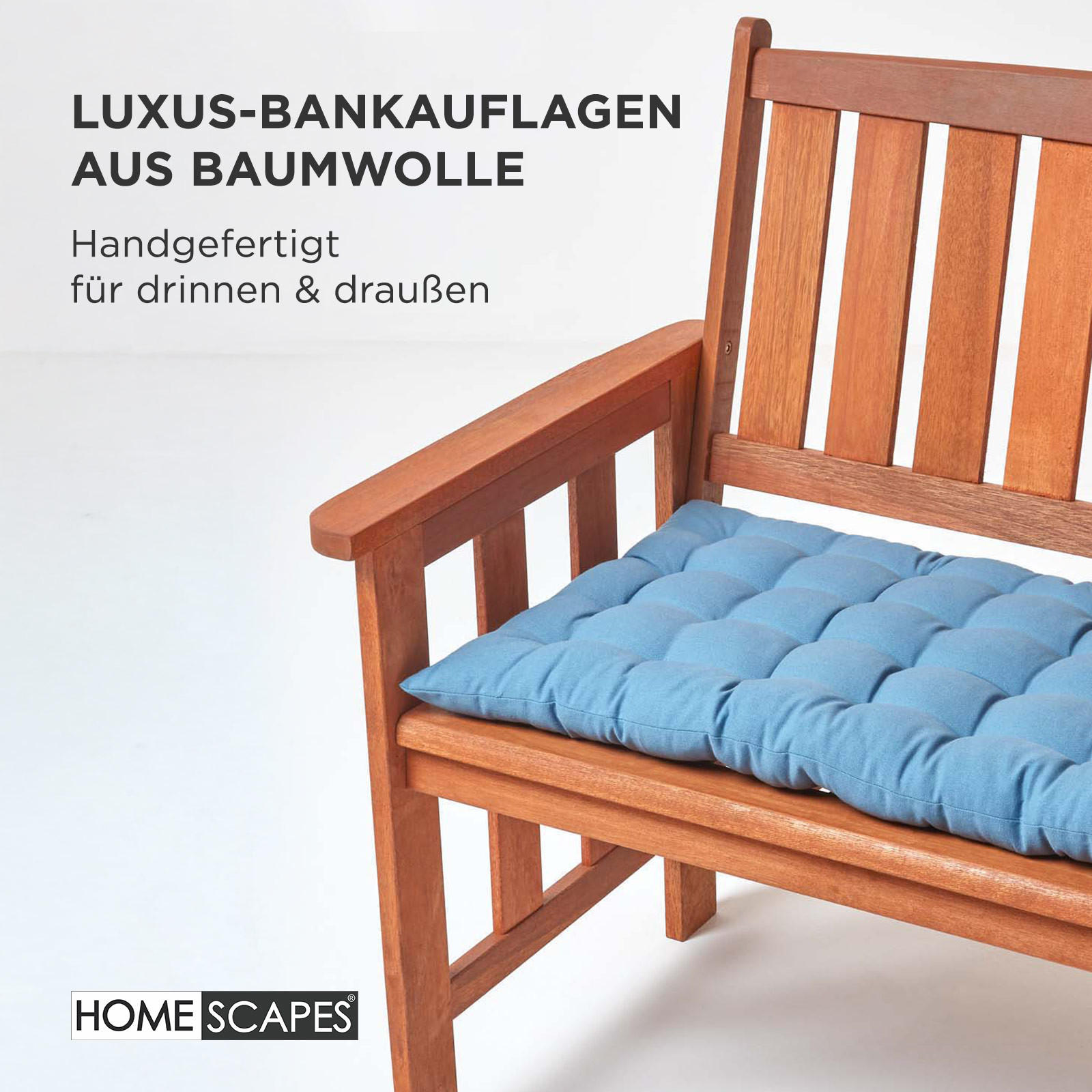 BANKAUFLAGE 2-Sitzer blau 108/42/5 cm - Blau, Textil (108/42/5cm) - Homescapes