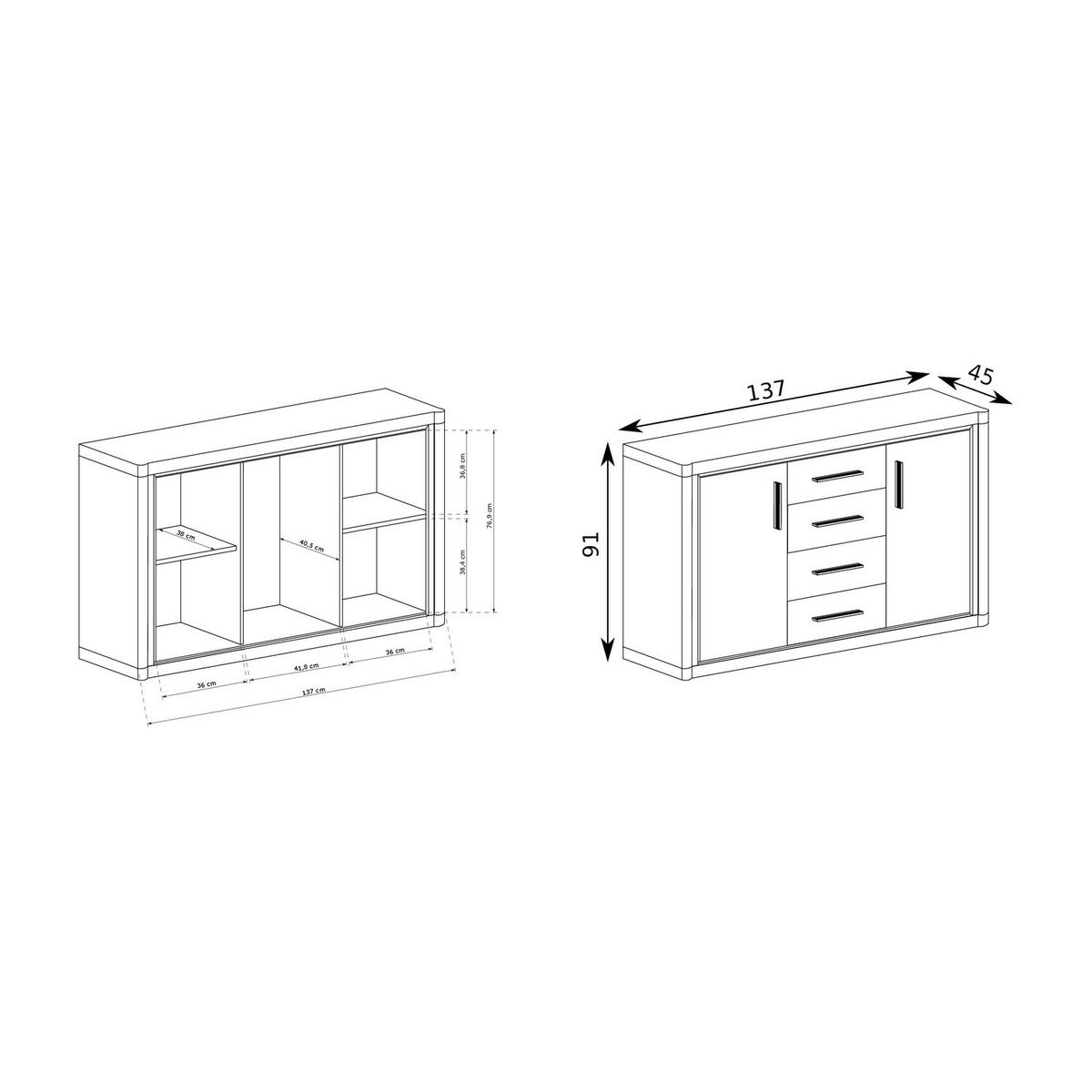 KOMMODE Dallas D-5 137 x 91 x 43,5 cm Eiche Sonoma - Sonoma Eiche, Holzwerkstoff/Kunststoff (137/91/43.5cm) - Koseto
