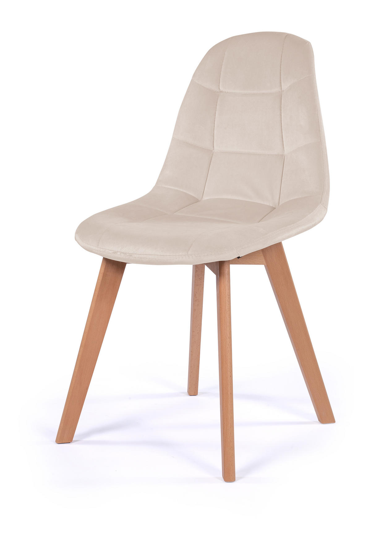 STUHL VEGAS im skandinavischen Stil - beige - Samt Velours - Beige/Naturfarben, Holz/Kunststoff (47/86/42cm) - NEW HOME