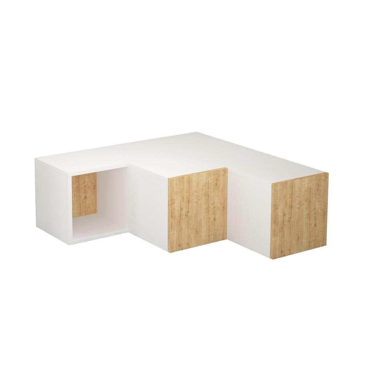 ECK-TV-MÖBEL mit 2 Schubladen und 1 Nische L90 cm - Compact - Eichefarben, Holzwerkstoff (92/32/90cm) - Calicosy