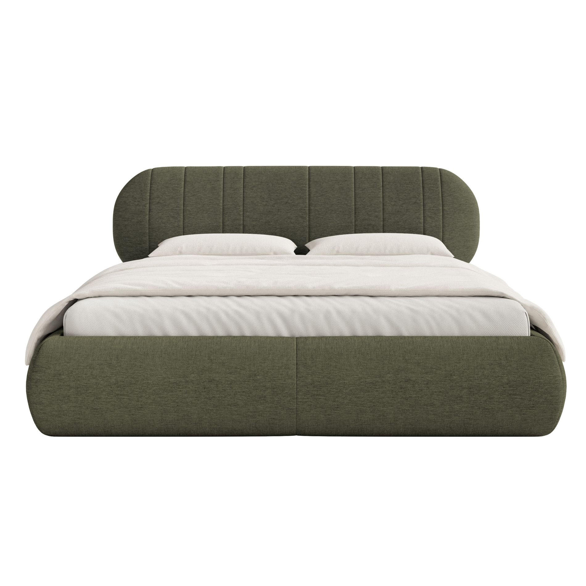 POLSTERBETT Asmelio Khaki 140x200 cm - Grün, Holz/Textil (140/200cm) - Selsey