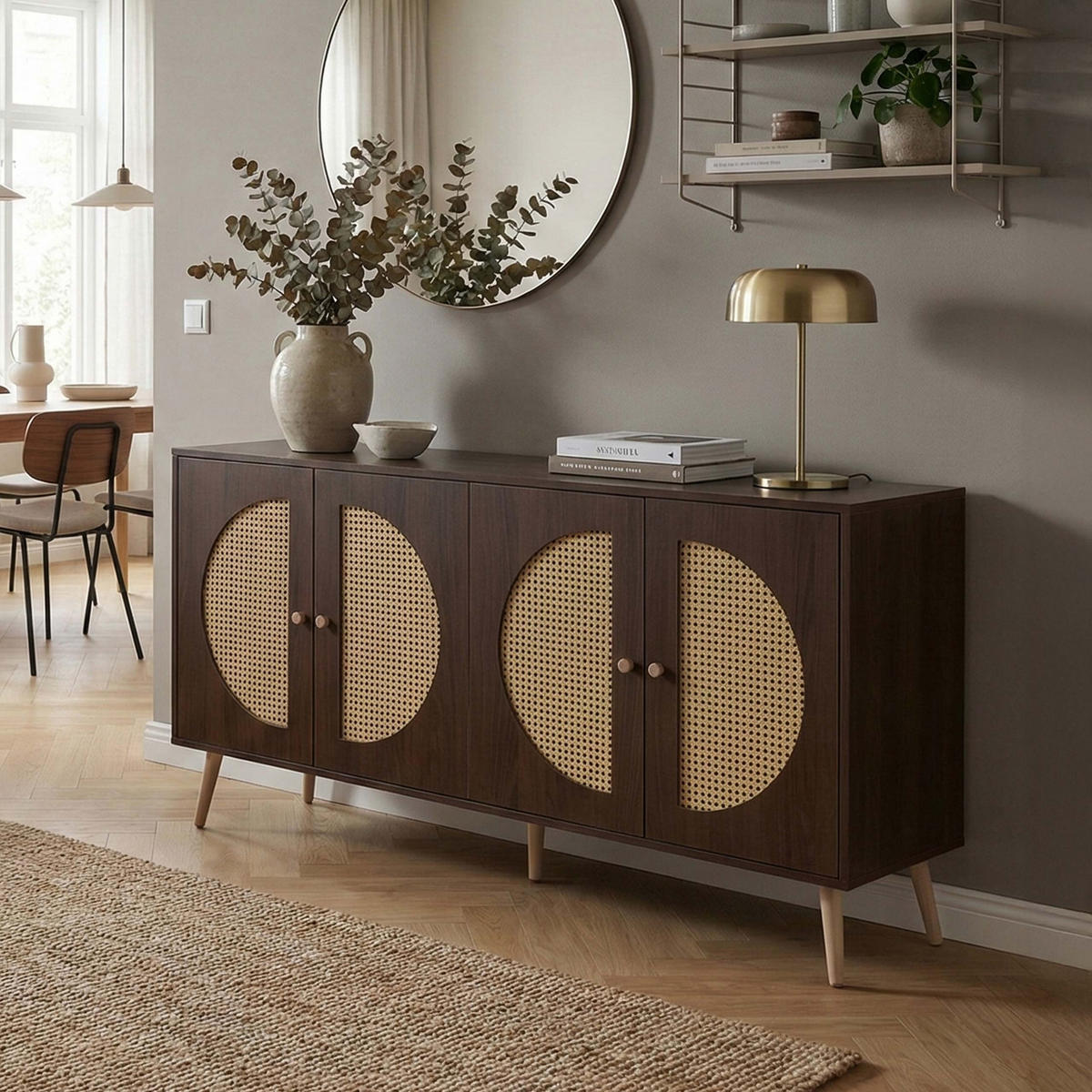 SIDEBOARD Dekor orech - farba vlašského orecha, drevo (160/80/40cm) - MCW