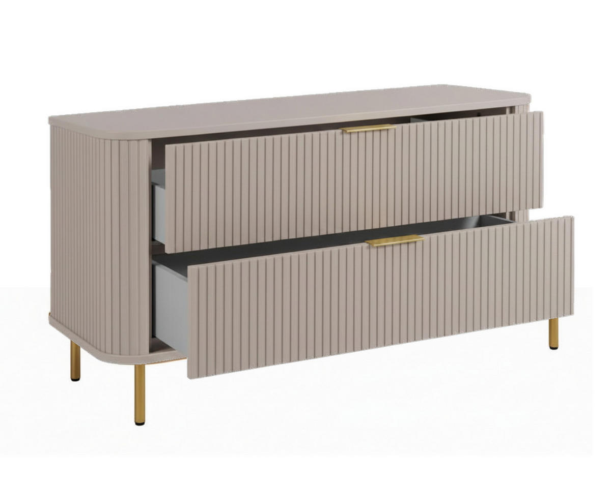 BADEZIMMERSCHRANK : Farbe Kaschmir, Griff gold, Füße gold, 120 x 41,5 x 66,7 cm - Kaschmir/Goldfarben, Holzwerkstoff (120/66.7/41.5cm) - 3XE LIVING