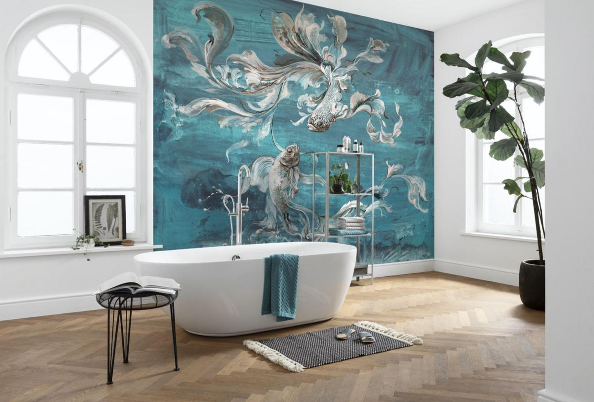 FOTOTAPETE Fische 300 x 280 cm - Blau, Papier (300/280cm) - Sanders & Sanders