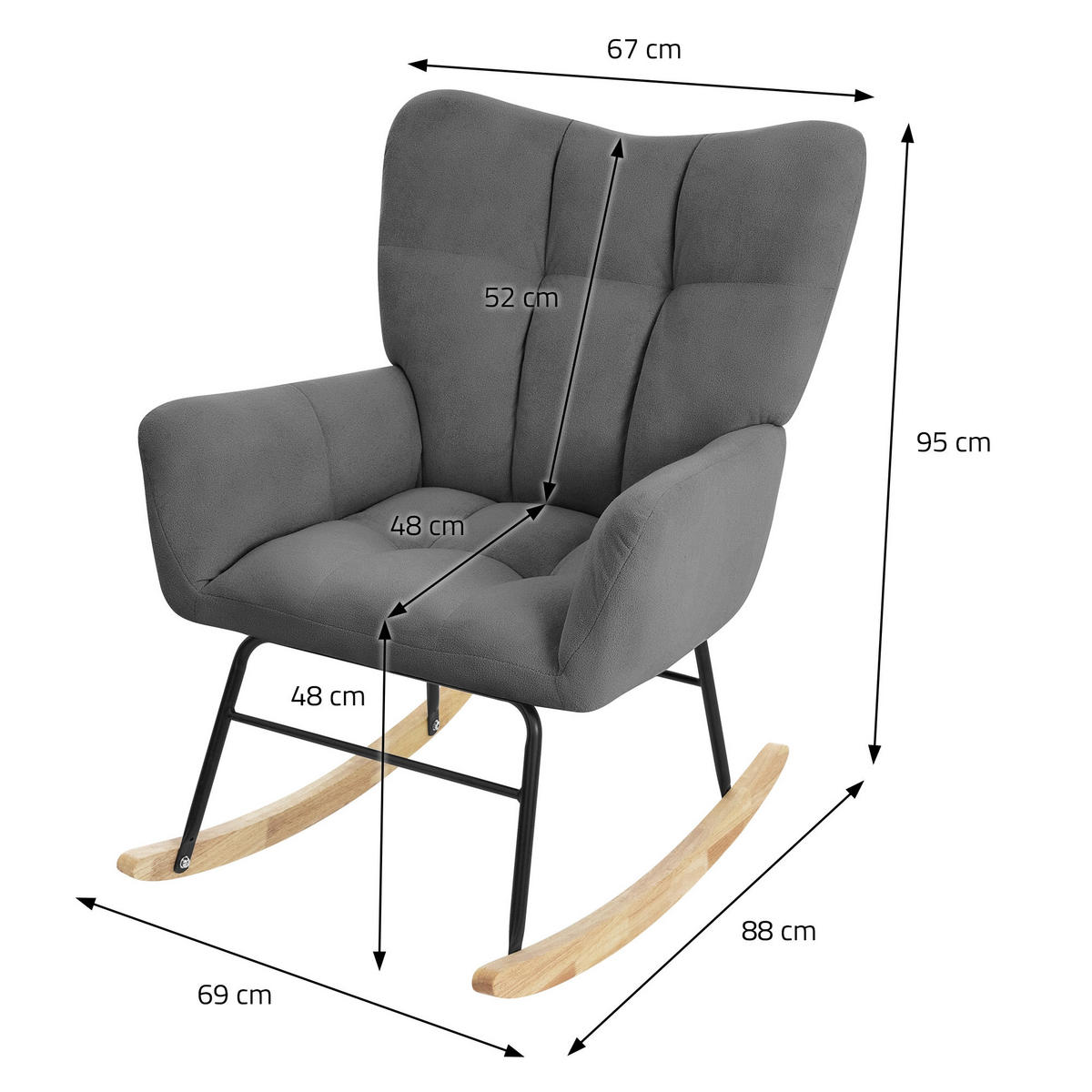 SCHAUKELSESSEL - Dunkelgrau, Metall (88/95/69cm) - ML-DESIGN