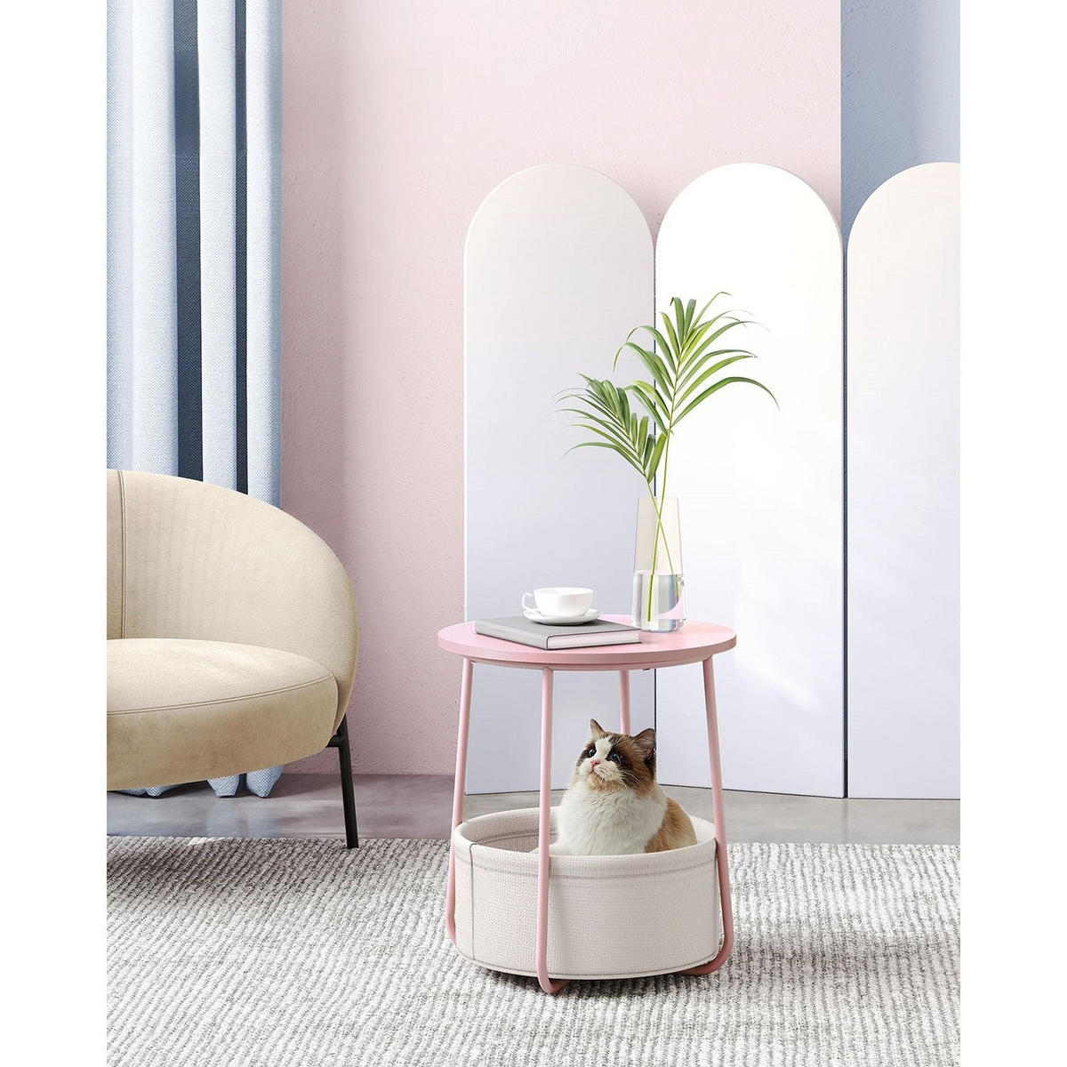 BEISTELLTISCH BASSETERRE - Rosa, Holzwerkstoff (45/45/50cm) - Hansiro
