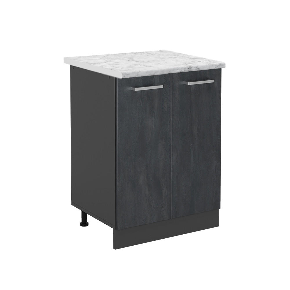 KÜCHENUNTERSCHRANK R-Line Schwarz Beton 60 cm AP Marmor - Anthrazit/Schwarz, Holzwerkstoff (60/81.6/46cm) - Vicco