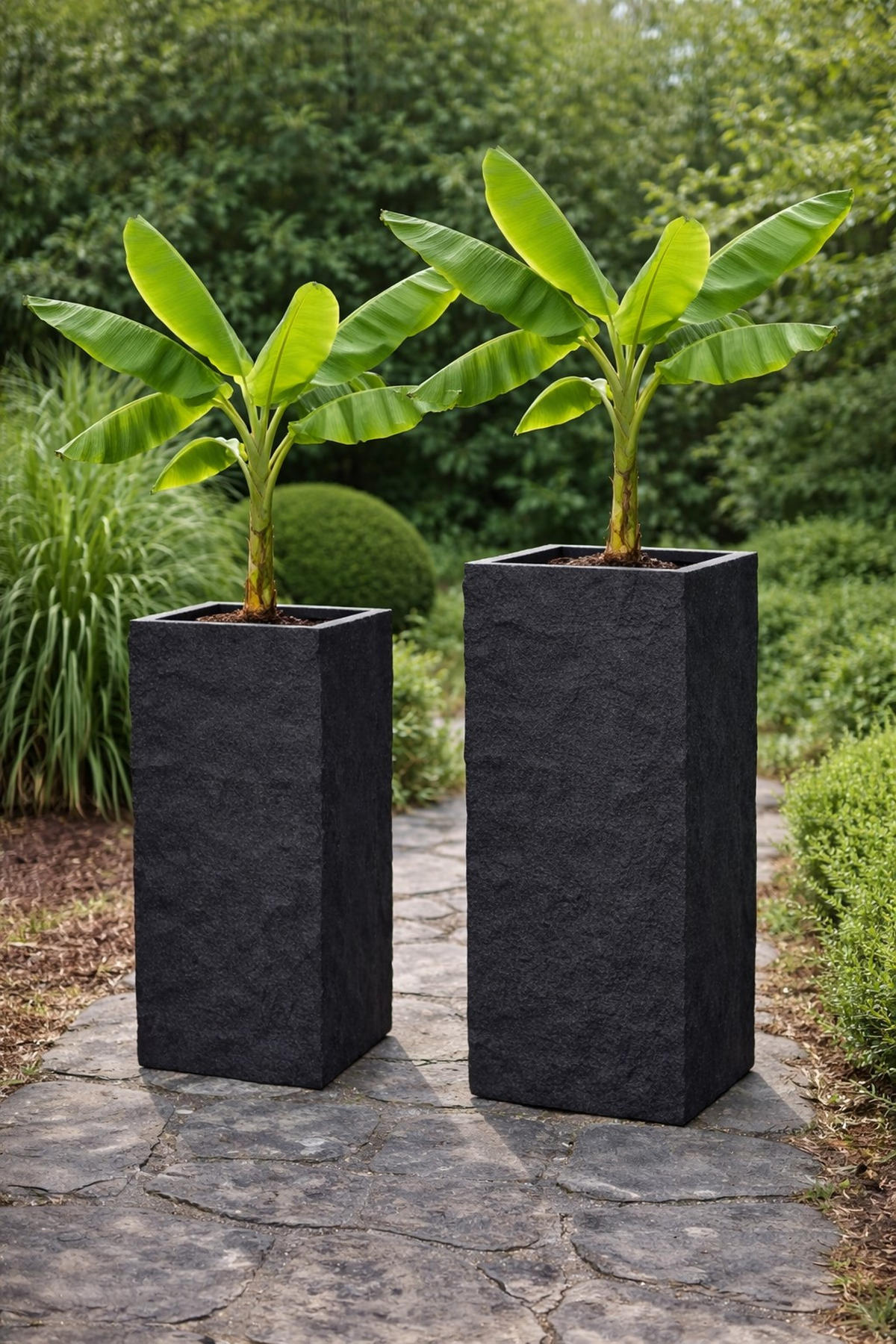 PFLANZKASTEN The Rock 36x72 cm, Steinoptik Anthrazit, Fiberstone - Anthrazit, Kunststoff (36/72/36cm) - dasmöbelwerk