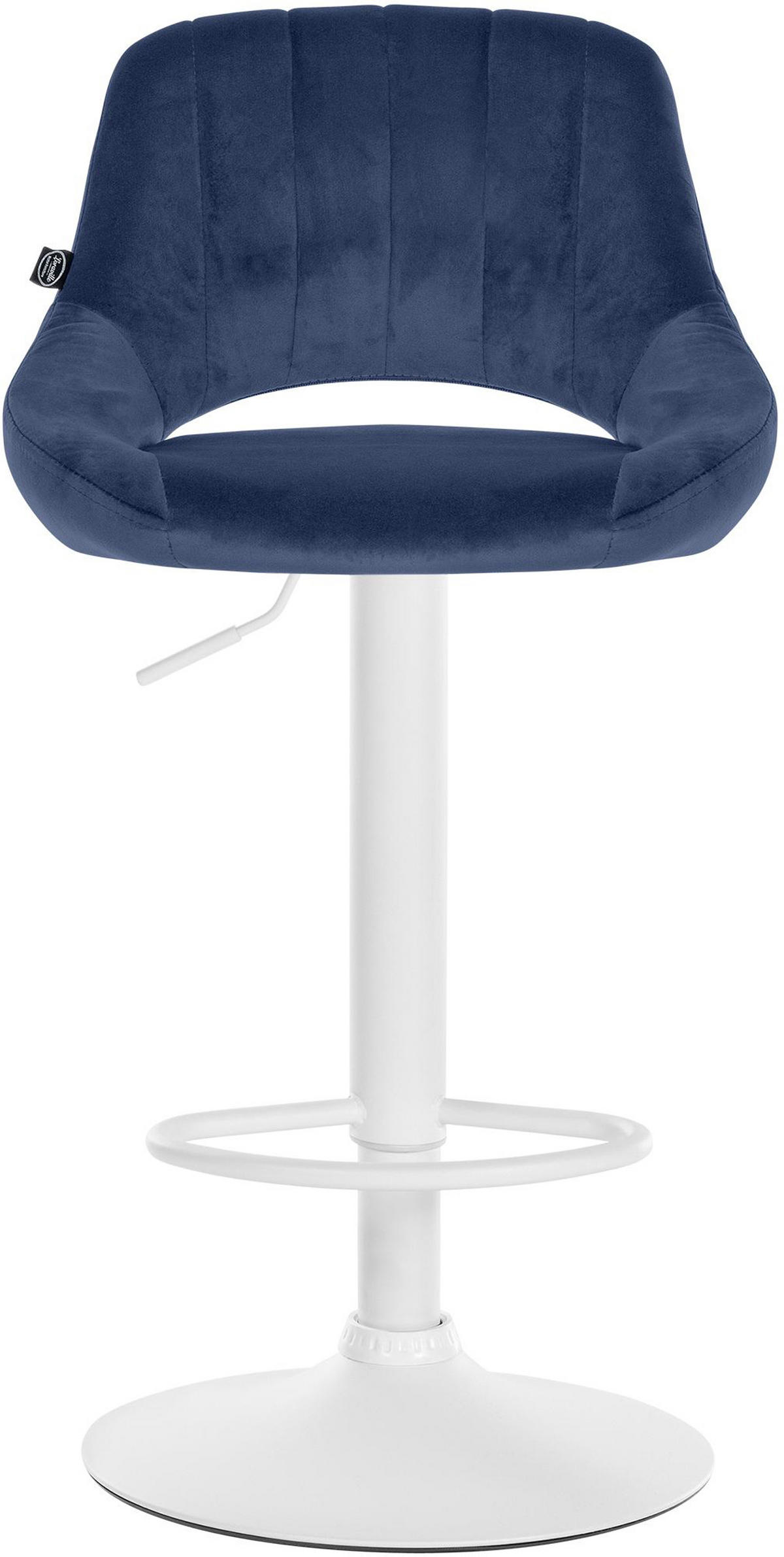 BARHOCKER Milos Samt weiß blau - Blau/Weiß, Textil/Metall (47/106/48cm) - TPFLiving