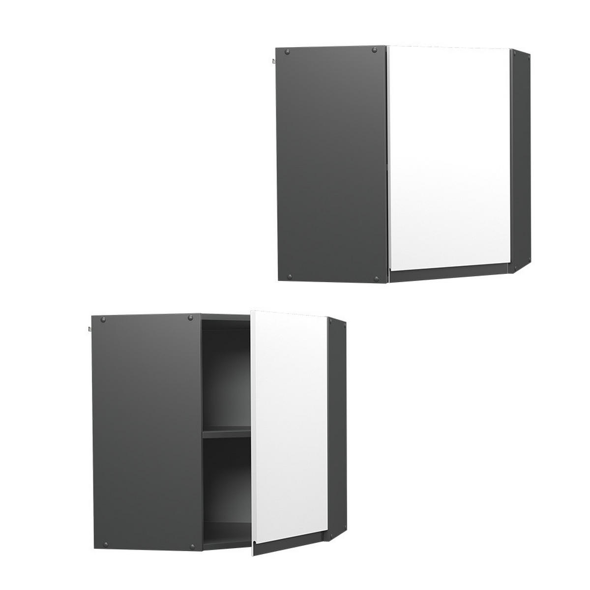 ECKHÄNGESCHRANK R-Line Weiß 57 cm J-Shape - Anthrazit/Weiß, Holzwerkstoff (57/60/34.1cm) - Vicco