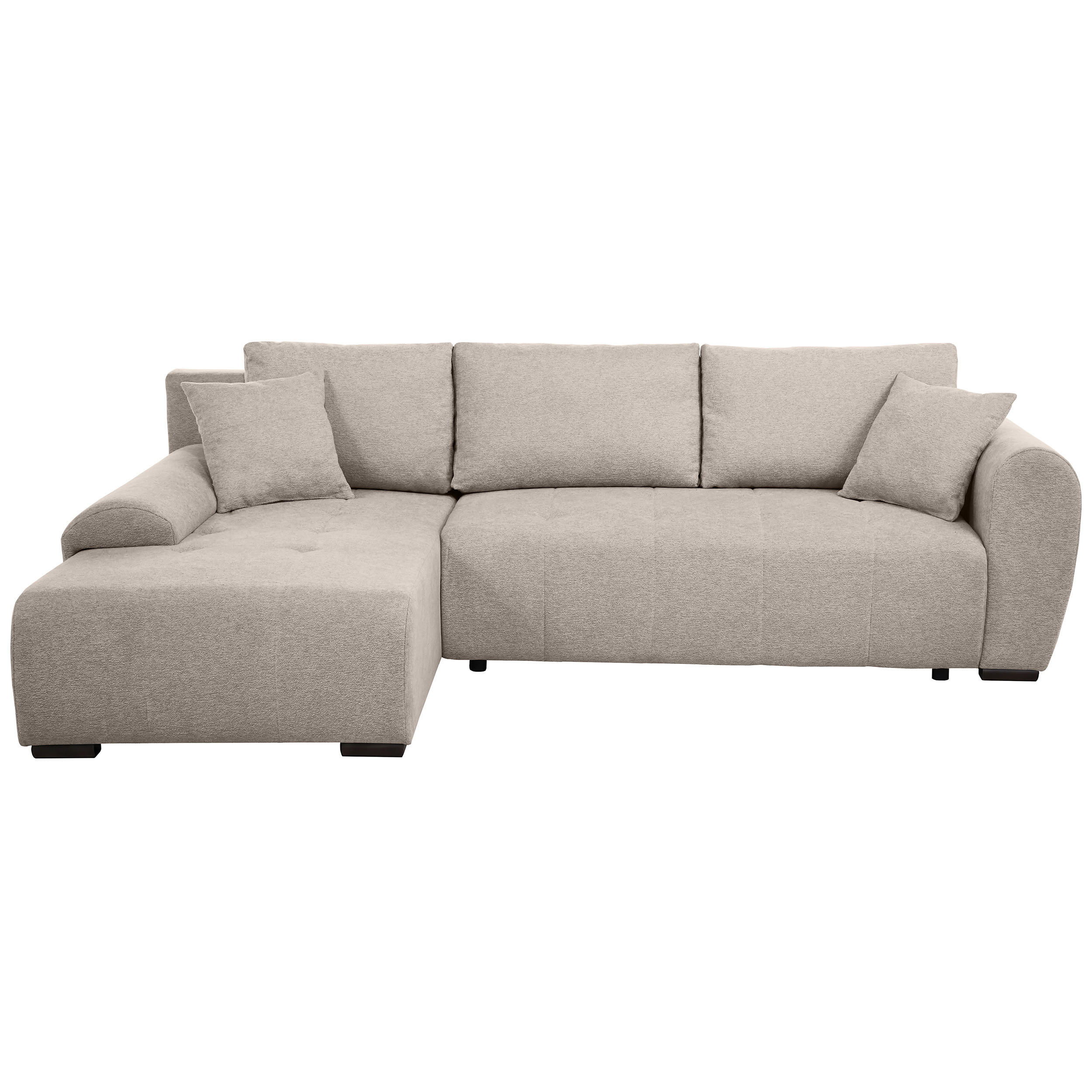 ECKSCHLAFSOFA Dallas mit Bettkasten, 255 cm, Beige, links, Velour-Stoff - Cappuccino, Textil (255/175cm) - Beautysofa