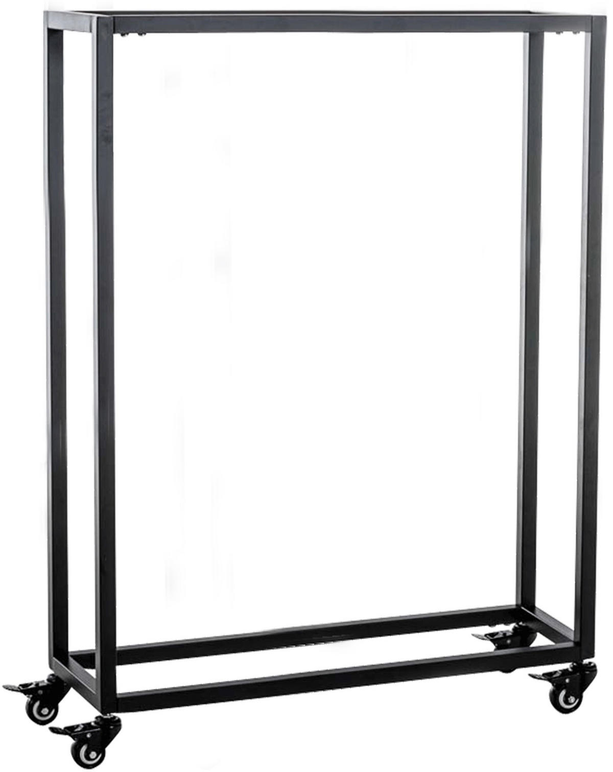 KAMINHOLZREGAL innen Metall BETTA mit Rollen 25x60x100 cm - Schwarz, Metall (60/100/25cm) - DELUKE