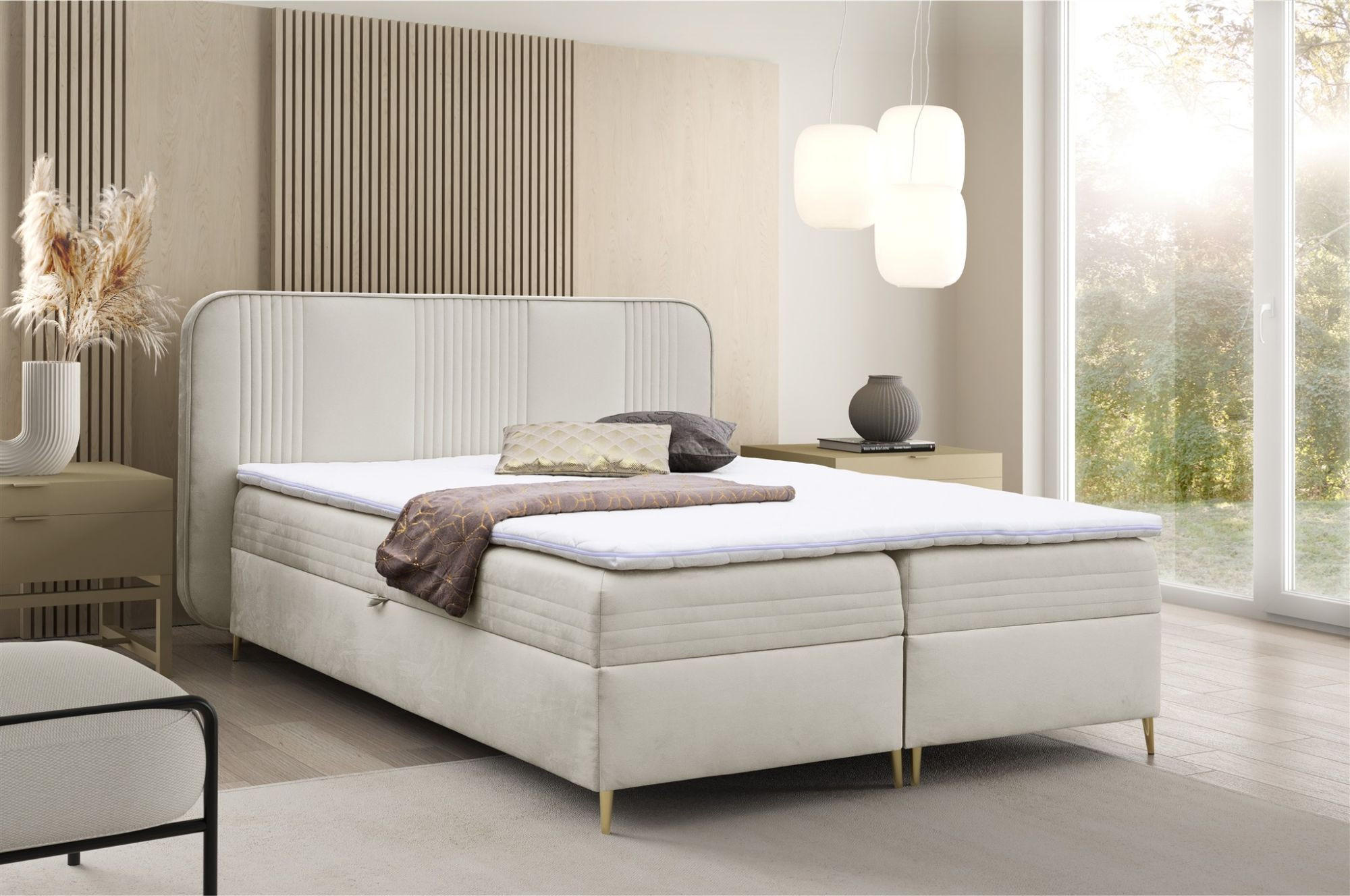 BOXBETT Alize - Creme, Holzwerkstoff/Textil (120/200cm) - Fun Möbel