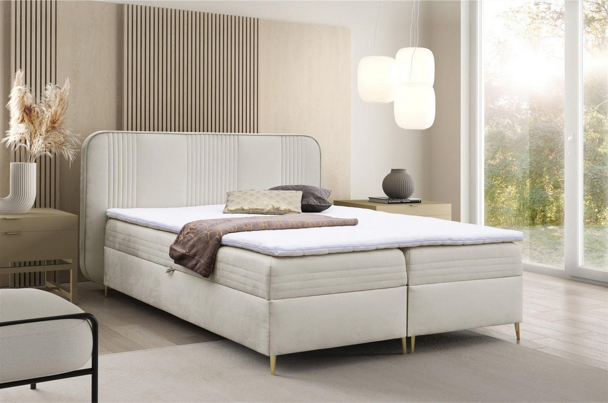 BOXBETT Alize - Creme, Holzwerkstoff/Textil (120/200cm) - Fun Möbel
