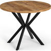 ESSTISCH Valeo runder ausziehbarer, Lefkas Eiche 100-180/100/76 cm - Alteiche/Schwarz, Holzwerkstoff/Metall (100/100/76cm) - WFL GROUP