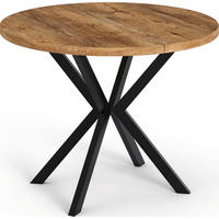 ESSTISCH Valeo runder ausziehbarer, Lefkas Eiche 120-200/120/76 cm - Alteiche/Schwarz, Holzwerkstoff/Metall (120/120/76cm) - WFL GROUP