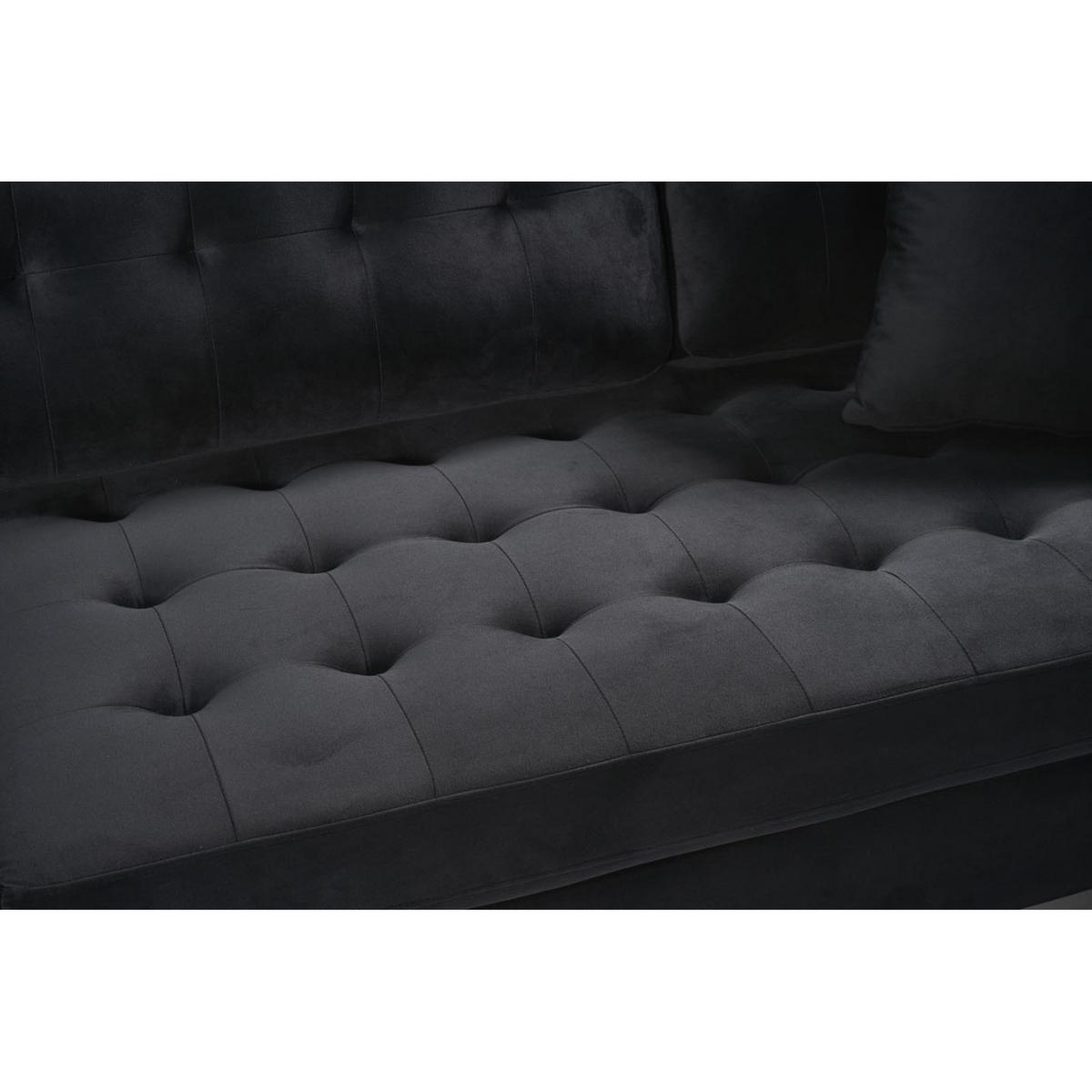 ECKSOFA Velours schwarz - Schwarz, Textil (290/177cm) - ebuy24