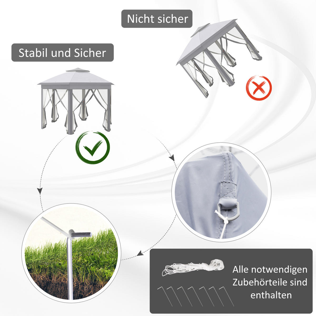 FALTPAVILLON, Kaffee+Beige+Braun, Metall, Polyester - Grau, Metall (405/285/405cm) - Outsunny